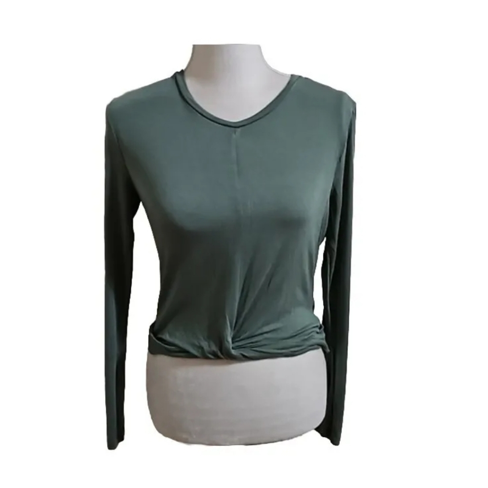 Haute monde green blouse top size M